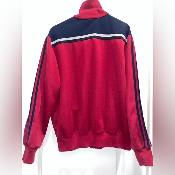 80's vintage Adidas Classical Trefoil Maroon/Navy 3 Stripe Track Jacket - Picture 2 of 3
